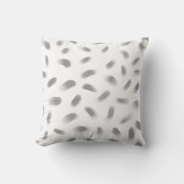 modern throw pillow abstract paint strokes grey (Front)