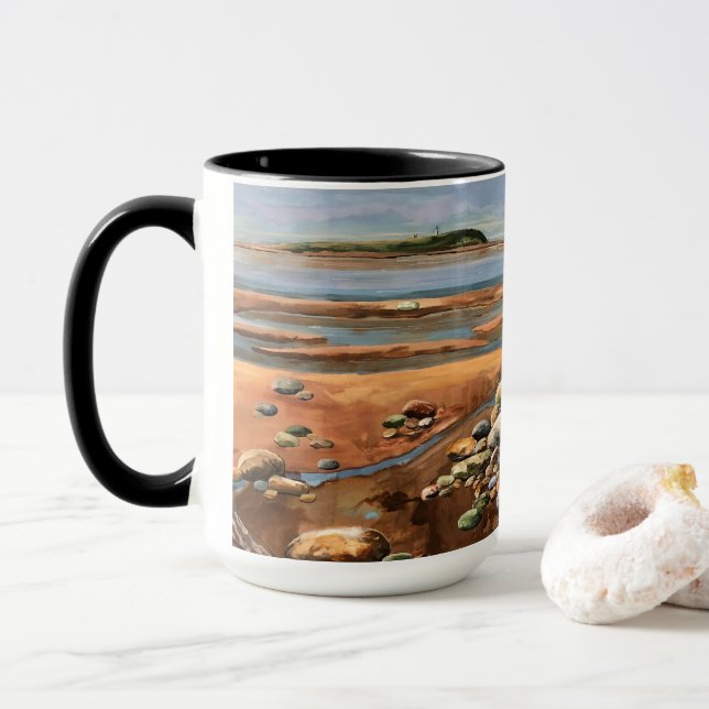 Modern Tides Out Hand Painted Original Art Mug (With Donut)