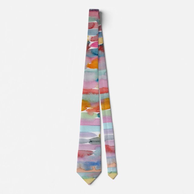 Modern Tie, Colourful Abstract Watercolor Tie (Front)