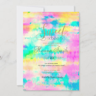 Modern Tie Dye Abstract Colourful Invitation