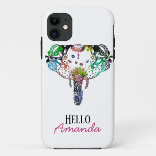 Modern tie-dye line tangle elephant iPhone 11 case