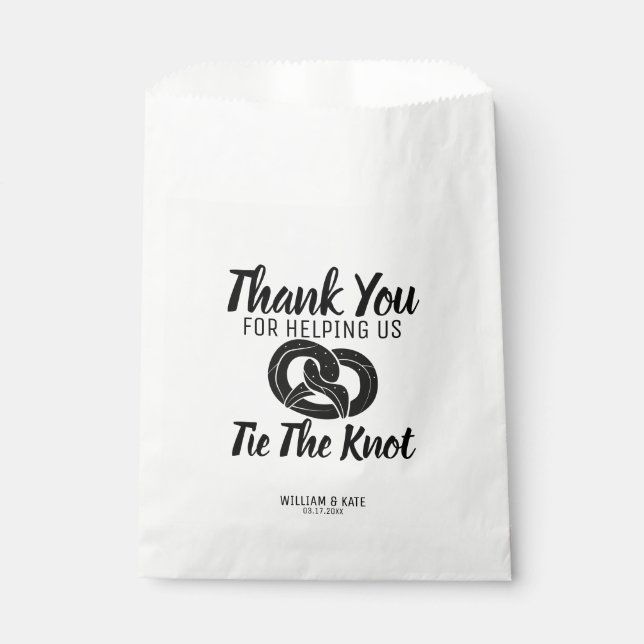 Modern Tie the Knot Pretzels Treat Thanks Wedding Favour Bag (Front)