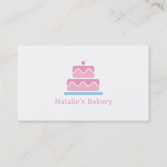 Modern Tier Cake with Cherry Pastries Bakeries Business Card (Front)