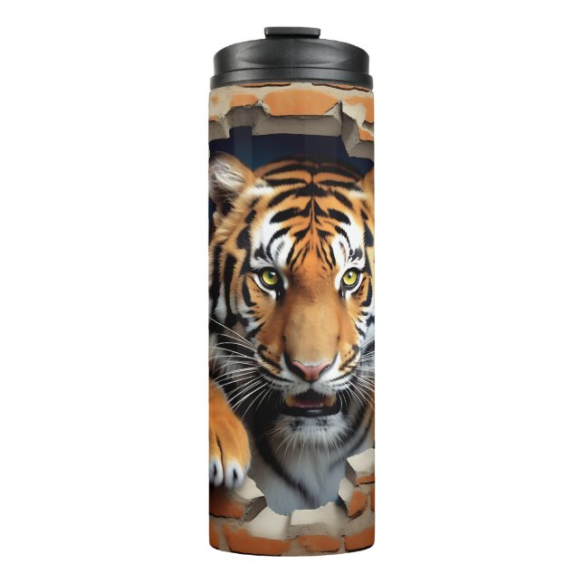 Modern Tiger 3D Animal Brown Thermal Tumbler (Front)