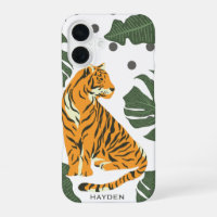 Modern Tiger and Jungle Leaves Art Personalised