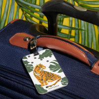 Modern Tiger and Jungle Leaves Art Personalised