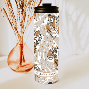 Modern Tiger Foliage Personalised Thermal Tumbler