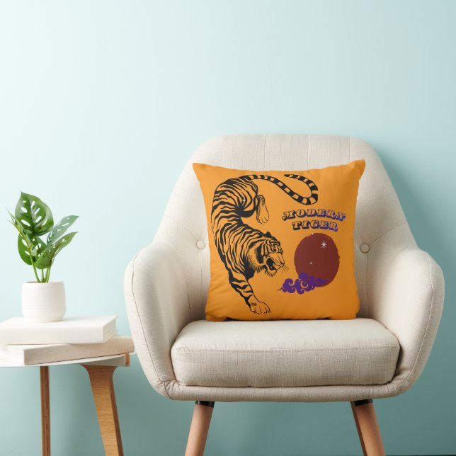 Modern Tiger Graphic Art Cushion (Chair)