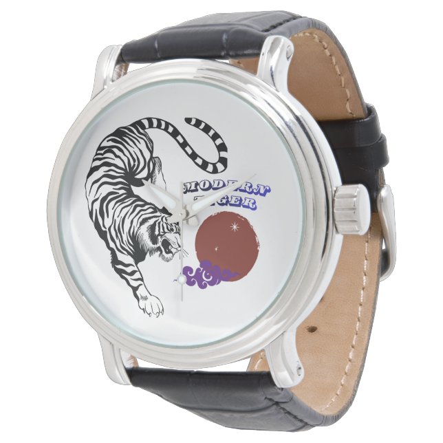 Modern Tiger Graphic Art Watch (Angled)