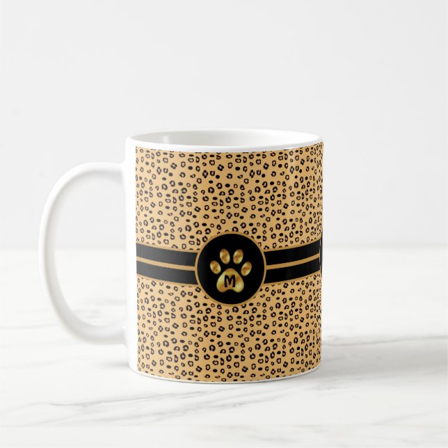 Modern Tiger Pattern & Paw Coffee Mug (Left)