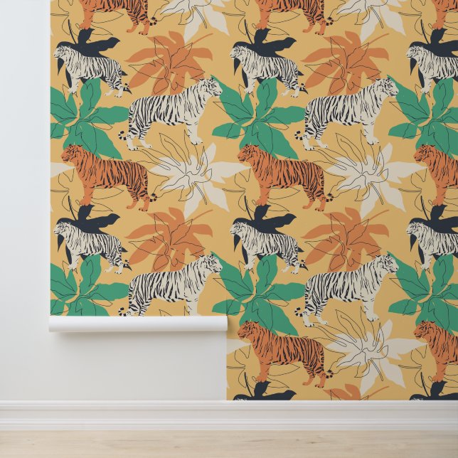 Modern Tiger Pattern Teraacotta Wallpaper (Application)