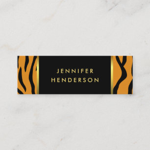 Modern tiger print black gold professional mini business card