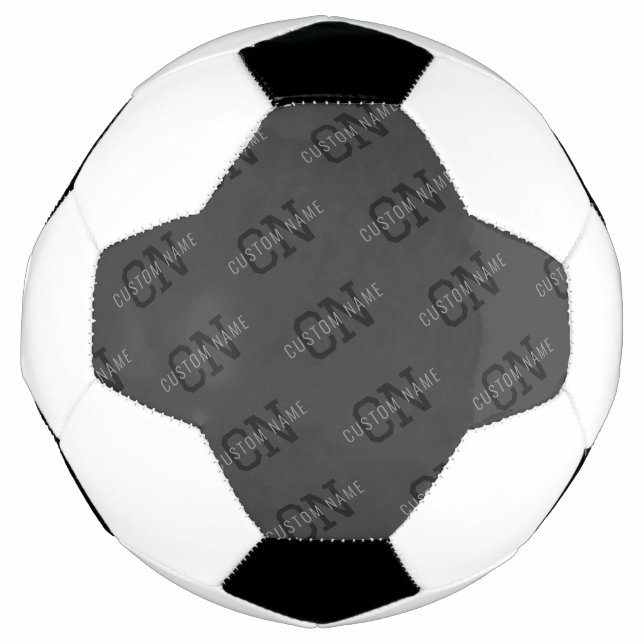 Modern Tiled Dark Grey Monogrammed Name/other Text Soccer Ball (Front)