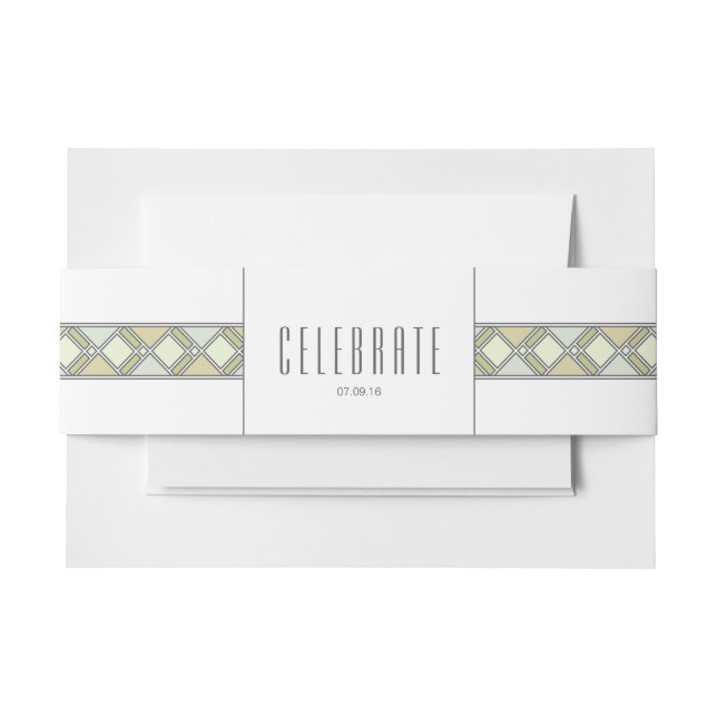 Modern Tiled Pattern Belly Band Invitation Belly Band (Front Example)