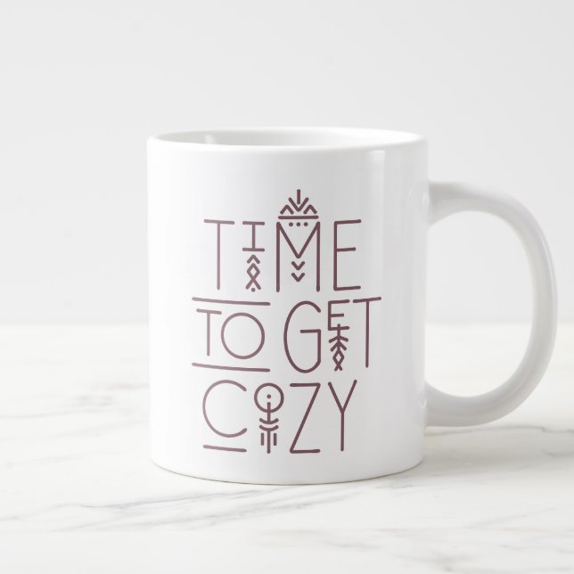 Modern Time to Get Cosy Design Large Coffee Mug (Right)