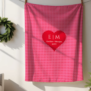 Modern Timeless Love Hearts Personalized Valentine Sherpa Blanket