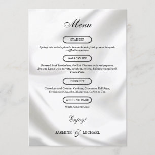 Modern Timeless Luxury Texture Wedding Chic White  Menu