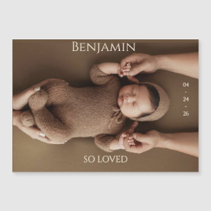 Modern Timeless Photo Magnetic Baby Announcement