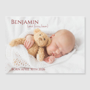 Modern Timeless Photo Magnetic Baby Announcement