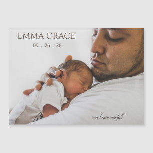 Modern Timeless Photo Magnetic Birth Announcement