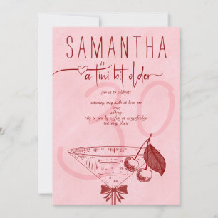 Modern Tini Bit Older Bow Cherry Martini Birthday Invitation