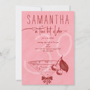 Modern Tini Bit Older Cherry Martini Bow Birthday Invitation