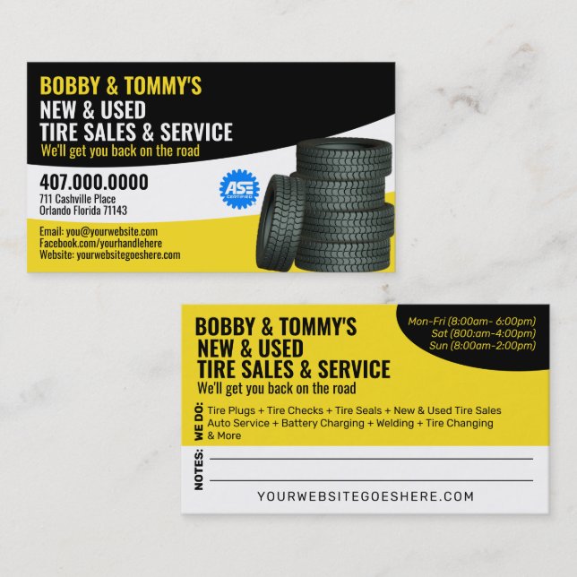 Modern Tire Services Customisable Business Card (Front/Back)