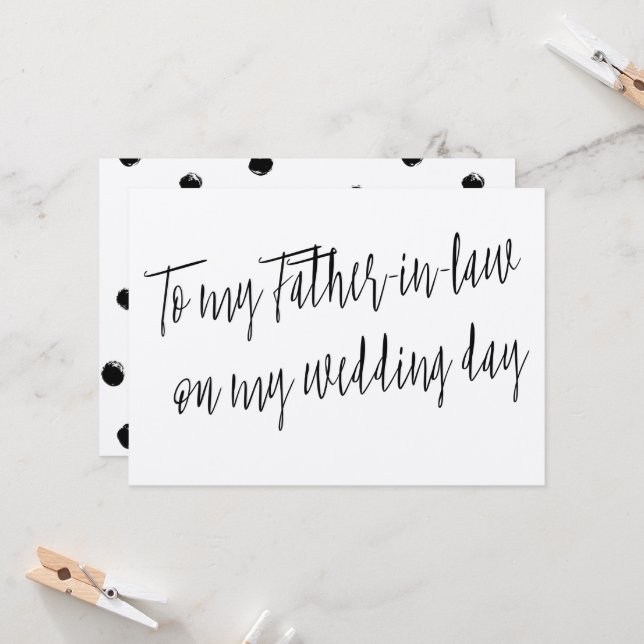 Modern "To my Father-in-law on my wedding day" Card (Front/Back In Situ)