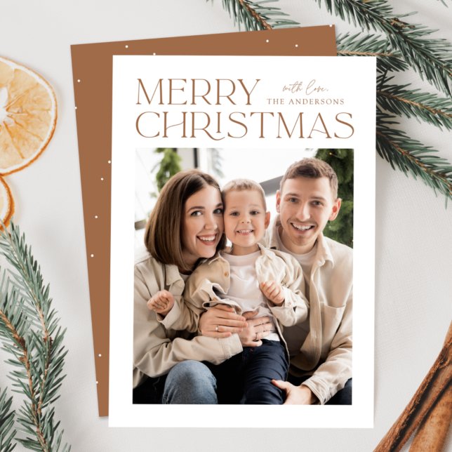 Modern Toffee Merry Christmas Photo Holiday Card (Creator Uploaded)