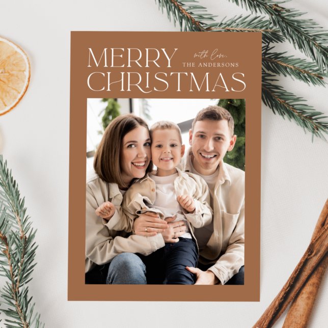 Modern Toffee Merry Christmas Photo Holiday Card (Creator Uploaded)
