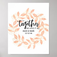Modern Together Quote & Coral Leaves Personalised