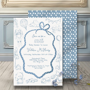 Modern Toile de Jouy Baby Shower Invitation