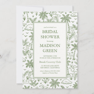 Modern toile pattern bridal shower invitation