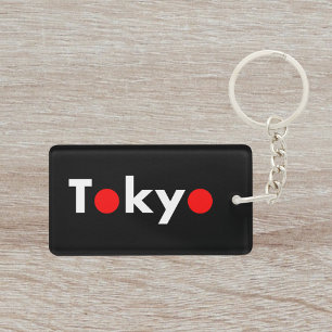 Modern Tokyo Japan Red Dots Dark Colour Key Ring