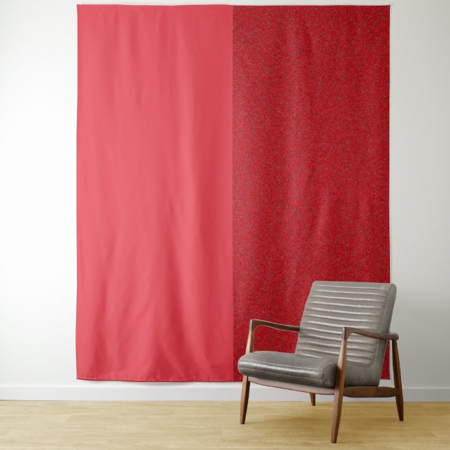 Modern Tomato Red Split Tapestry Right Noise (In Situ)