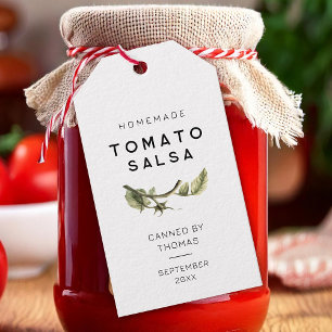Modern Tomato Salsa label with tomato leaf