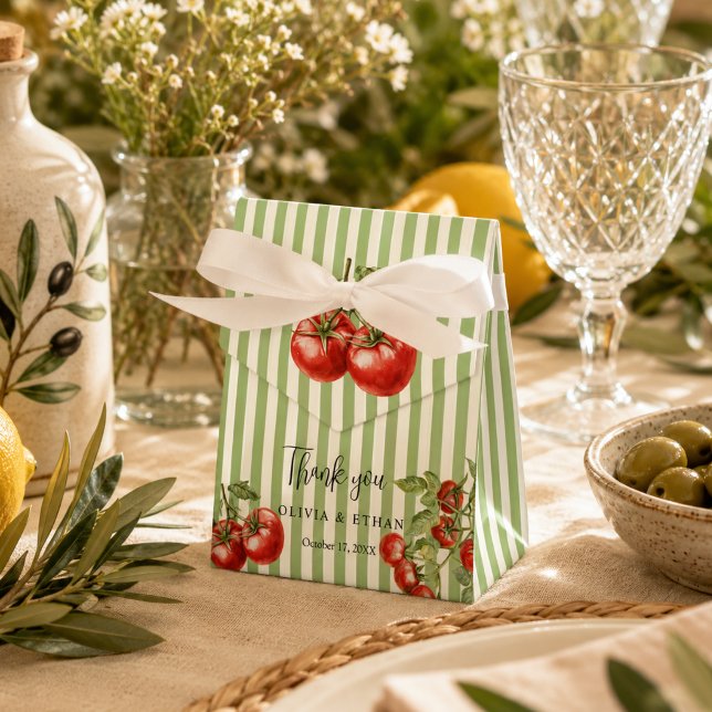 Modern Tomato Wedding Thank you  Favour Box (Elegant Italian Mediterranean Pomodoro Wedding Thank you favor box)