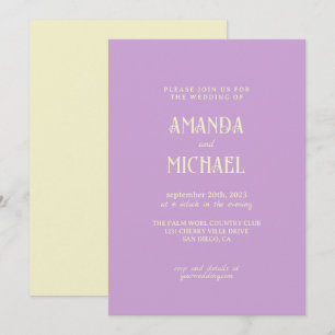 Modern Tonal Lavender Yellow wedding Invitation