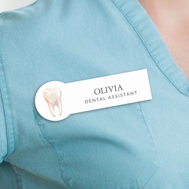 Modern Tooth Dental Assistant Name Tag (Creator Uploaded)
