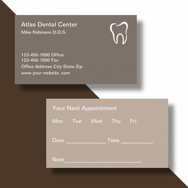 Modern Tooth Icon Logo Dental Appointment Cards (Creator Uploaded)