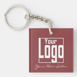 Modern Topaz & White  Logo QR Code  Key Ring