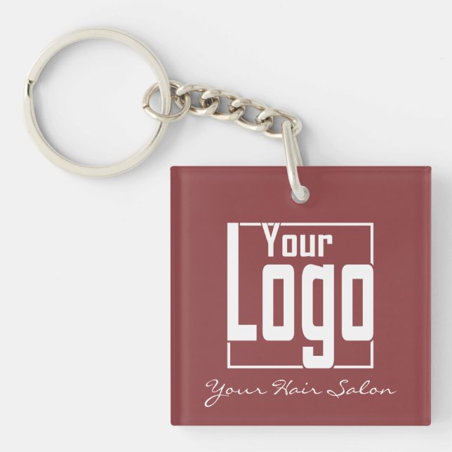 Modern Topaz & White  Logo QR Code  Key Ring (Front)