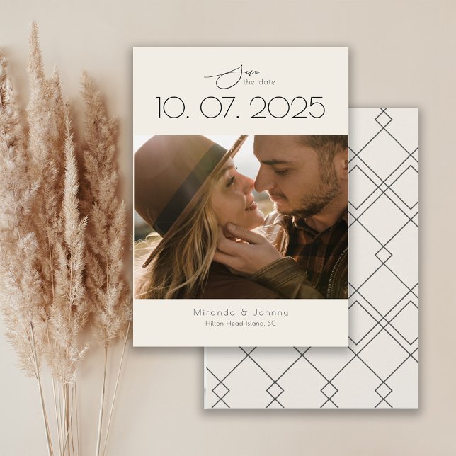 Modern Topography Wedding Photo Save The Date (Creator Uploaded)