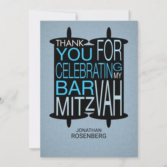 Modern Torah Thank You Grey and Blue Card (Front)