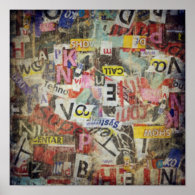 Modern torn newspaper letters design poster (Front)