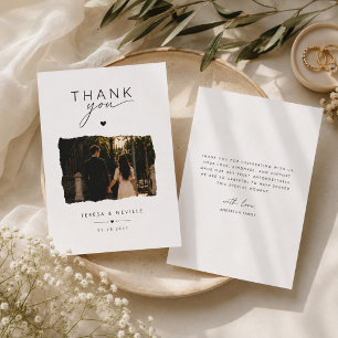 Modern Torn Photo Wedding Thank You Card