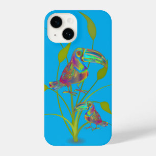 Modern Toucan Art with Plants Turquoise Phone Case