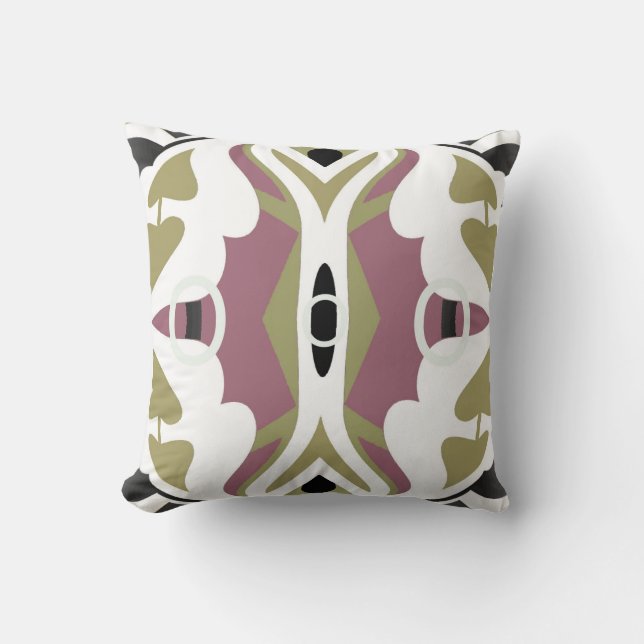 Modern Touch on White/Black/Mauve/Green Cushion (Front)