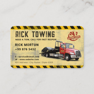 Modern Towing Service   Yellow Business Card