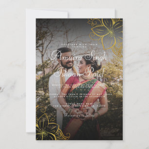 Modern & Traditional Gold Mehndi Indian Wedding Invitation